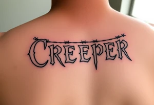 “Creeper” different fonts with barbed wire tattoo idea