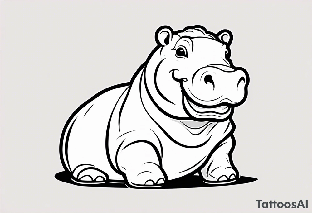 Baby hippo smiling tattoo idea