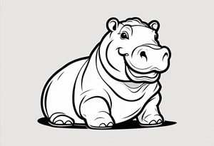 Baby hippo smiling tattoo idea