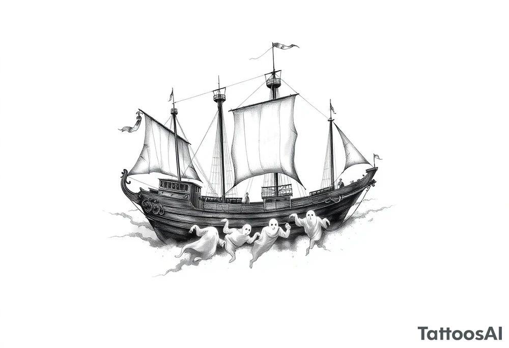 ghost-ship,fog,ghosts. tattoo idea