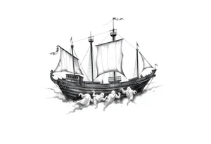 ghost-ship,fog,ghosts. tattoo idea