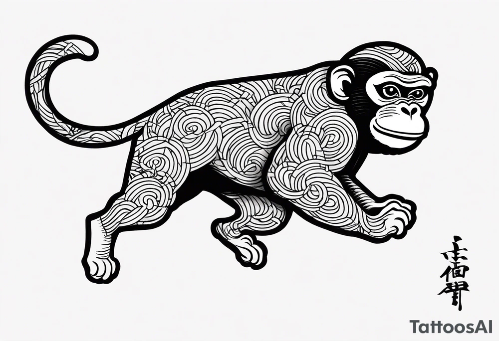 traditional japanese art jumping monkey tattoo idea