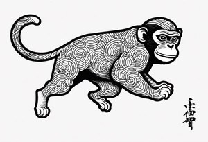 traditional japanese art jumping monkey tattoo idea