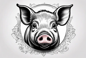 cute pig or piglet.
with text: "friends not food" tattoo idea