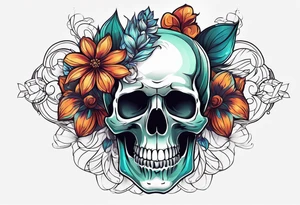 skull with flower tattoo idea
