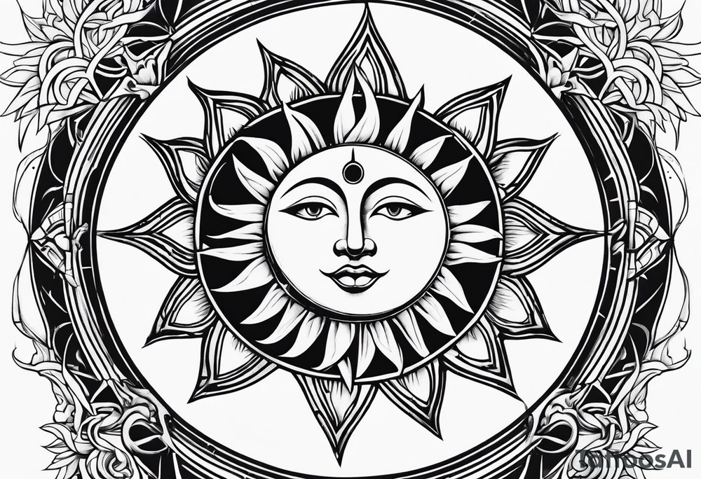 Sun moon pattern tattoo idea