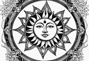 Sun moon pattern tattoo idea