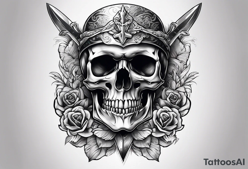 Skull and dagger tattoo idea
