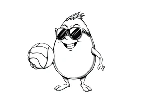 walking egg in sunglasses,
, holding a volleyball tattoo idea