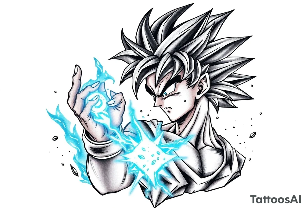 legendary dragonball z scene with energy aura and power effects tattoo idea