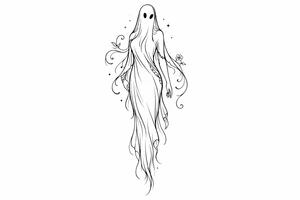 Tall girly ghost line work tattoo idea