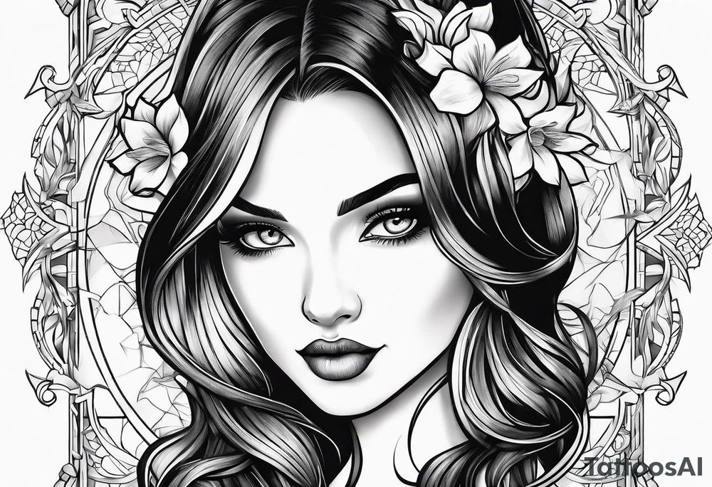 Thin lines of a women side faces not realistic tattoo idea