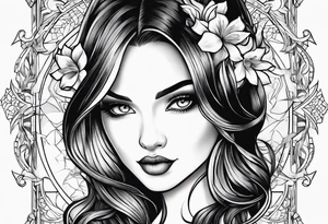 Thin lines of a women side faces not realistic tattoo idea