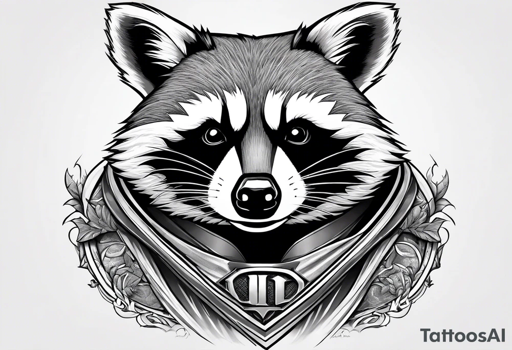 raccoon wearing a Superman t-shirt tattoo idea