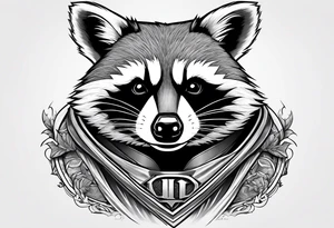 raccoon wearing a Superman t-shirt tattoo idea