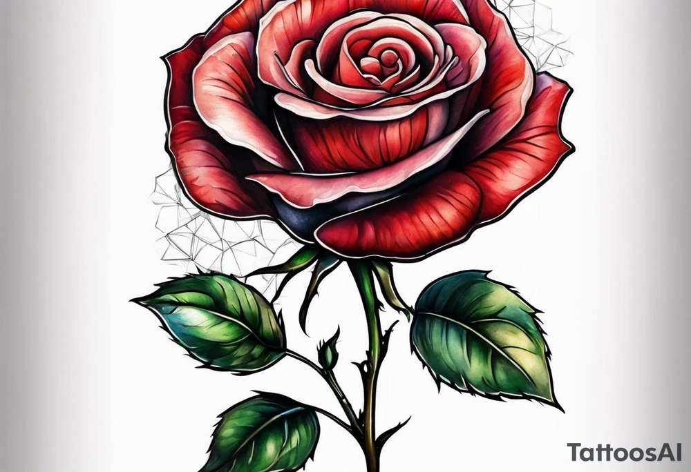 a red rose under a glass dome tattoo idea