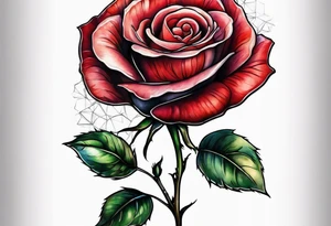 a red rose under a glass dome tattoo idea