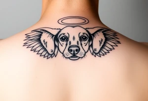 Dachshund ears with wings and halo tattoo idea