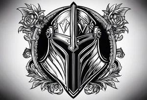 knight helmet and shield tattoo idea