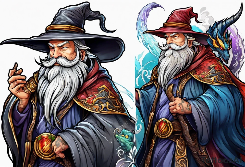 Wizard with dragon tattoo idea