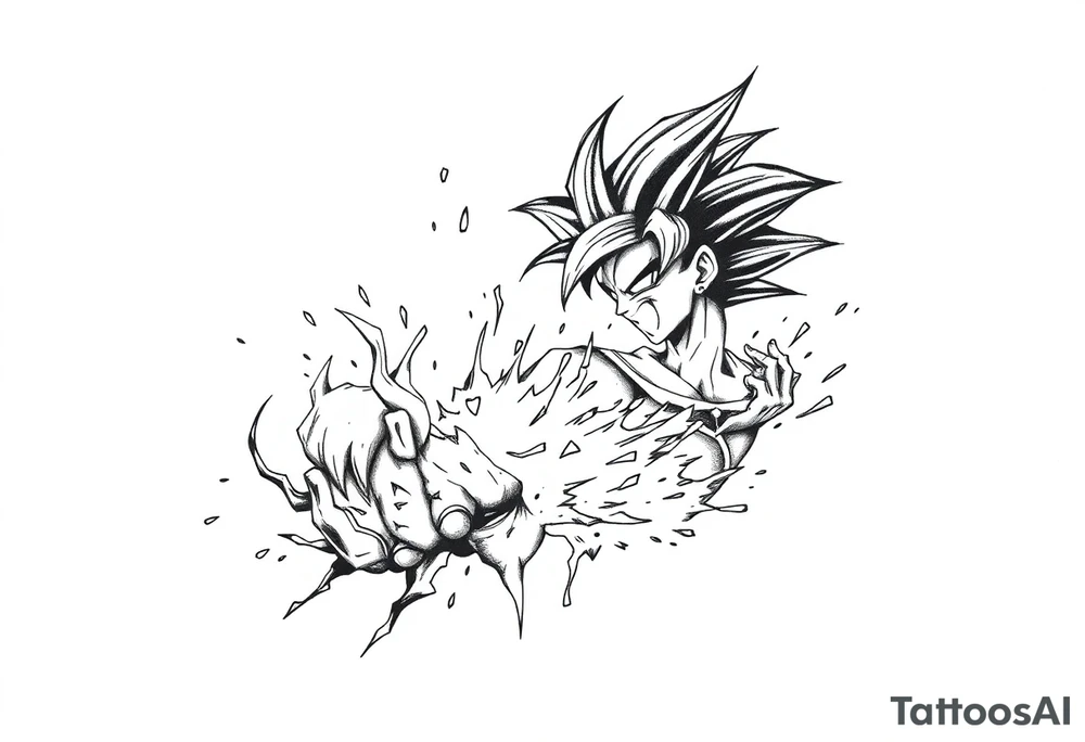 legendary dragonball z scene with energy aura and power effects tattoo idea