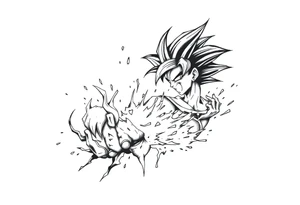 legendary dragonball z scene with energy aura and power effects tattoo idea