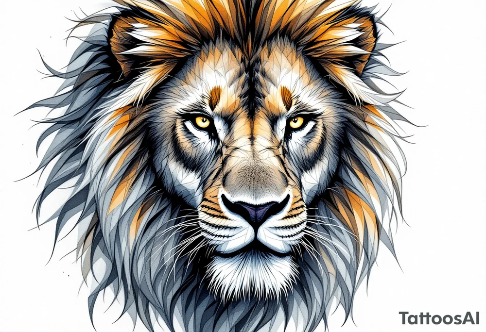 powerful majestic lion, close-up tattoo idea