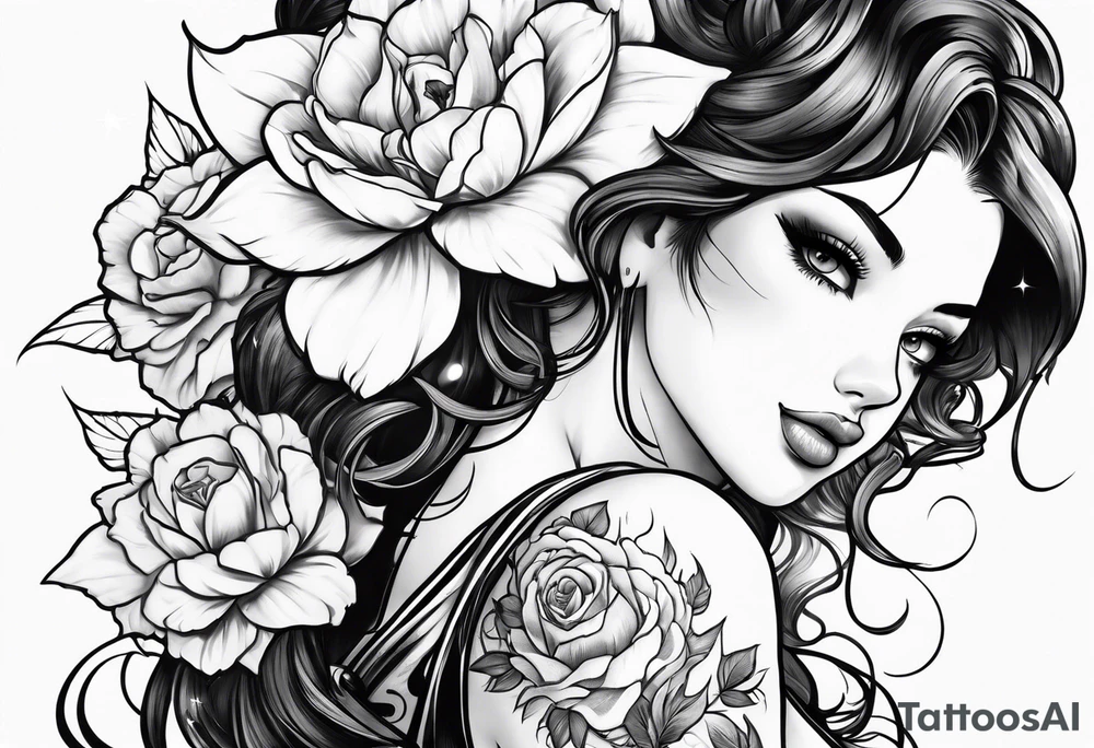 hot anime pinup tattoo idea
