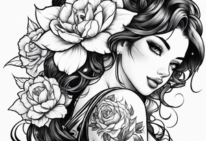 hot anime pinup tattoo idea