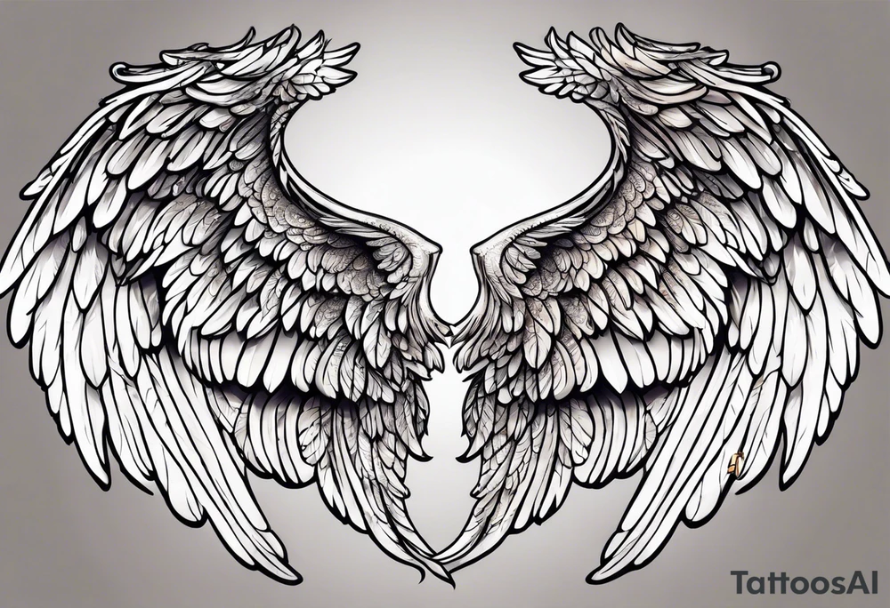 beautiful angel wings. with flilgree in the background tattoo idea