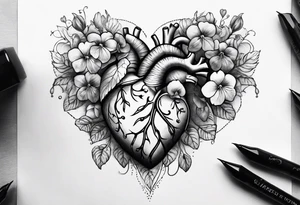 Heart made with violets tattoo idea