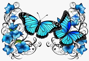 blue monarch butterflies on a vine tattoo idea