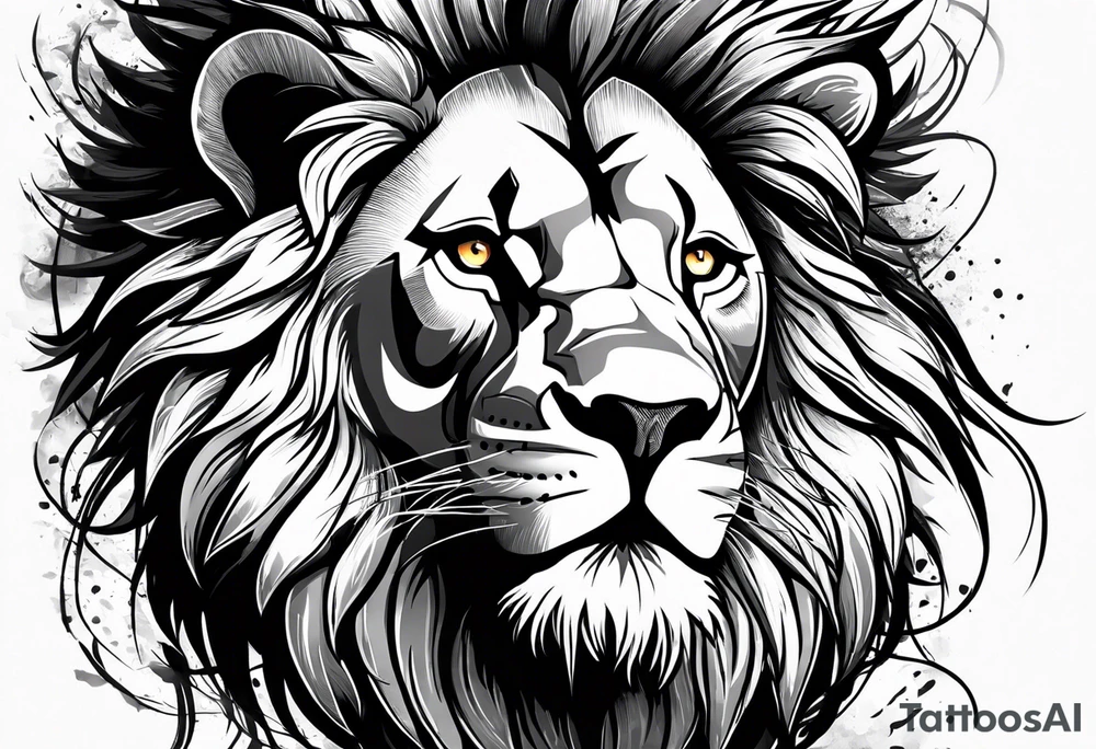 Lion head angry open the mouth tattoo idea
