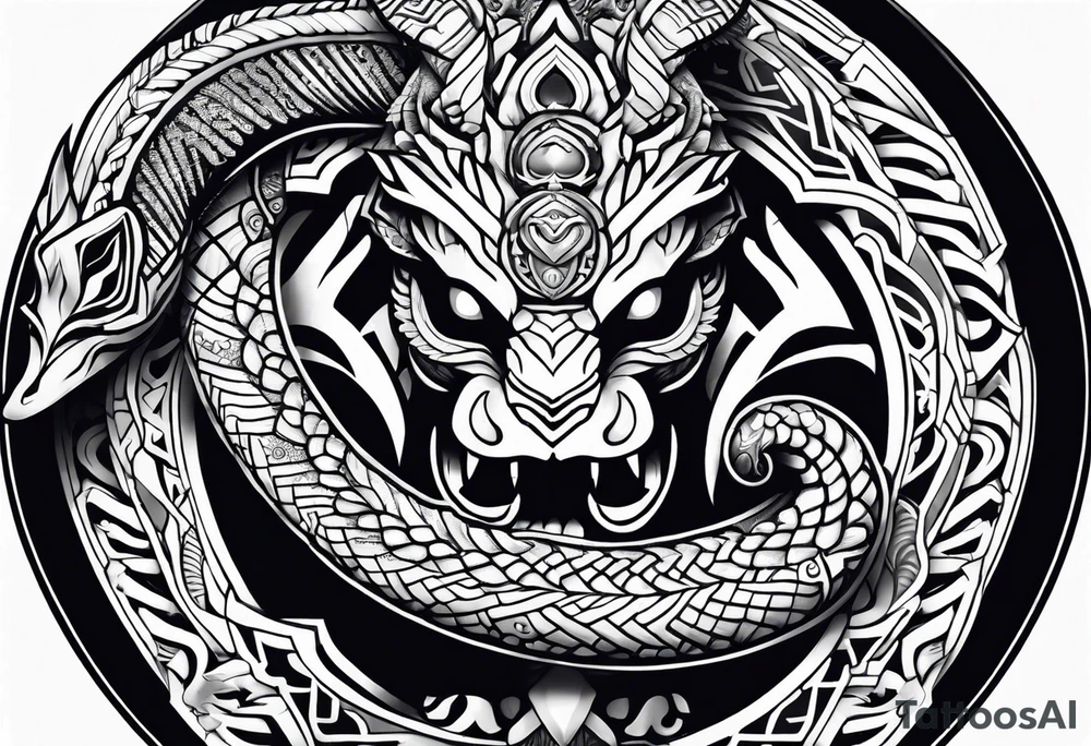 aztec snake sleeve tattoo idea