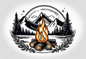 Campfire, mountains, family tattoo idea