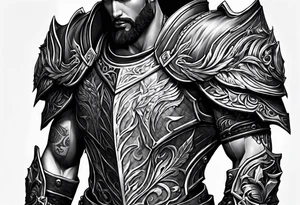 Arm and chest armor for right arm only tattoo idea