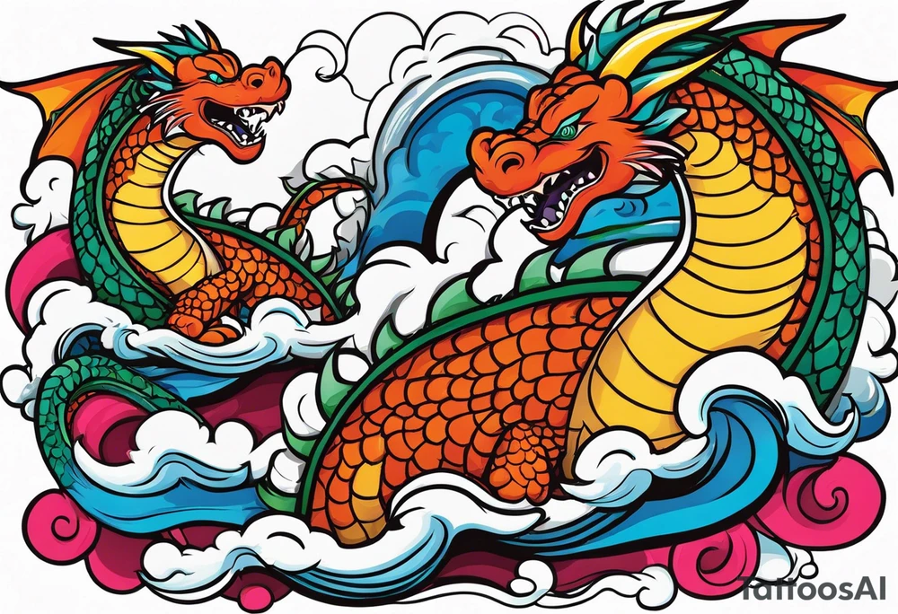roaring dragons tattoo idea