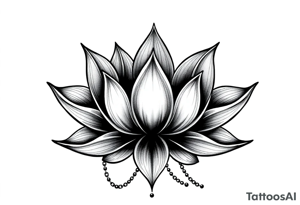Lotus flower with dotwork chains tattoo idea