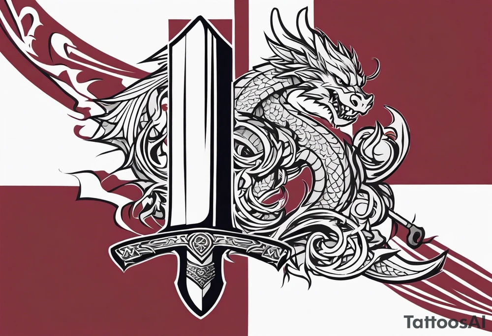 Valhalla sword shield dragon axe tattoo idea