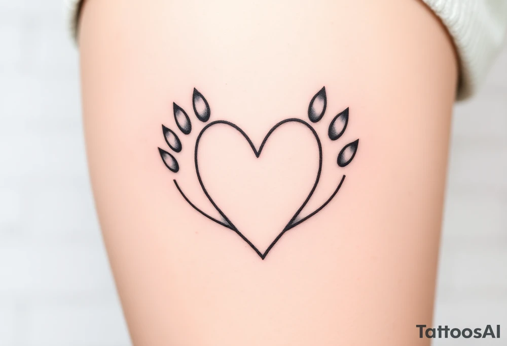 Paw prints forming heart in a snow tattoo idea