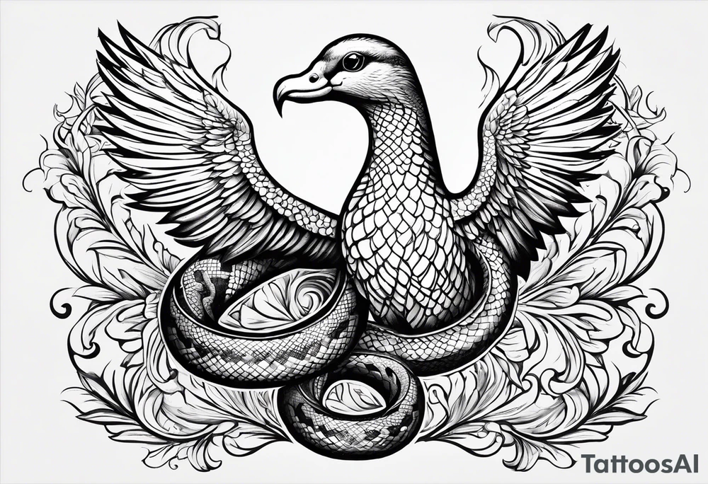 Snake and dove with bible verse Matthew 10:16 included tattoo idea