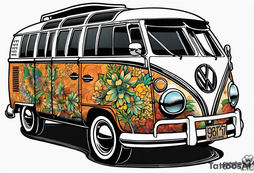 1967 21 window vw bus ragtop tattoo idea