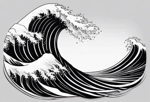 Full sleeve with Blues and blacks, waves fish, struggle, determination tattoo idea
