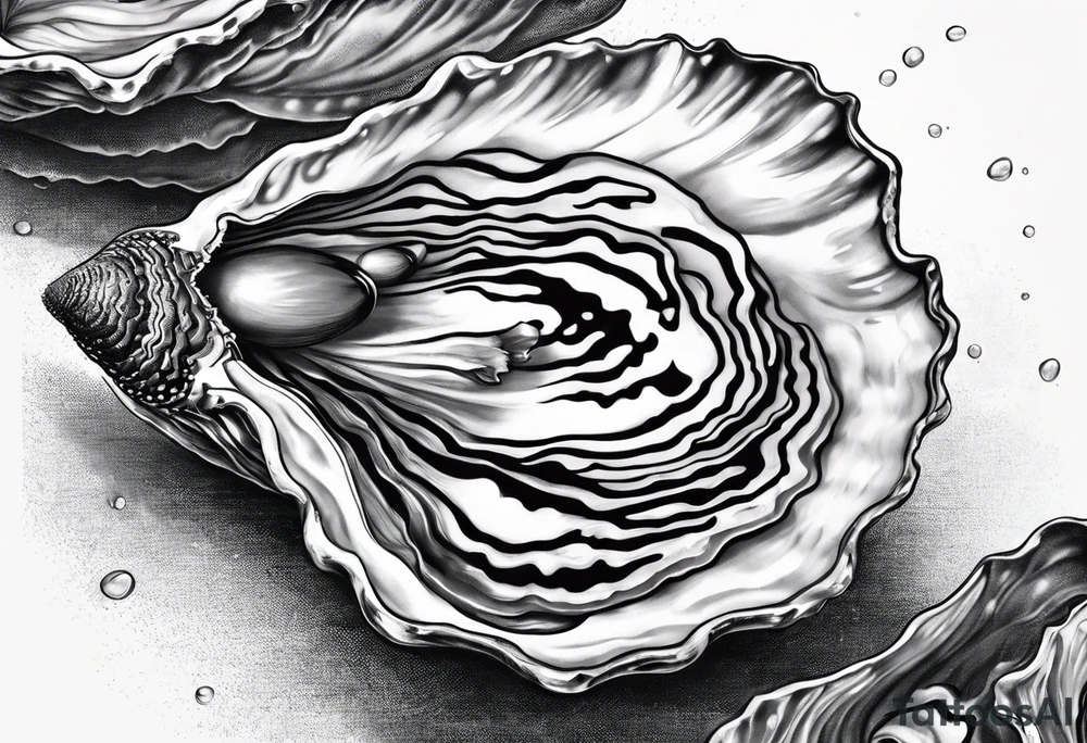 single oyster with minimal detail tattoo idea