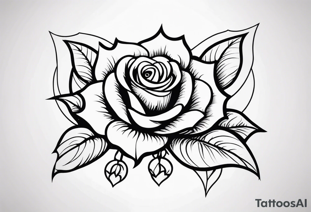 Gothic rose and bats tattoo tattoo idea