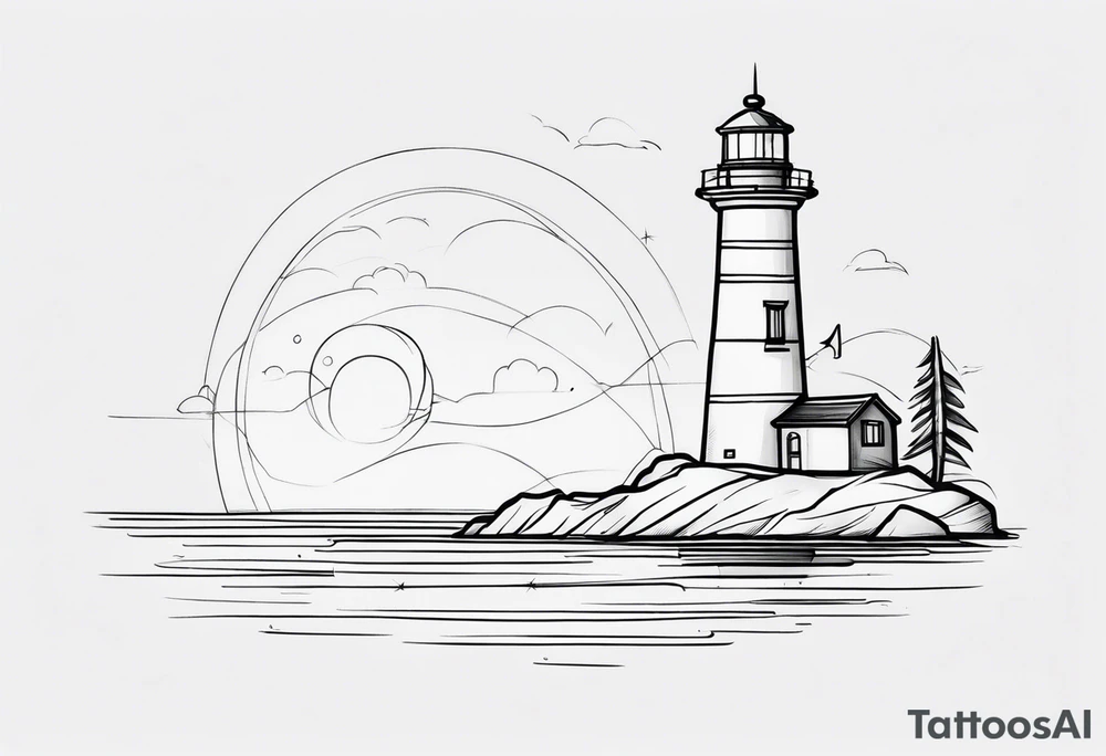 lighthouse fine line tattoo idea