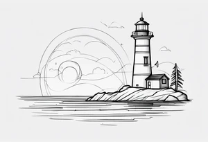 lighthouse fine line tattoo idea