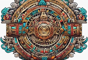 Colorful Mayan hieroglyph tattoo idea