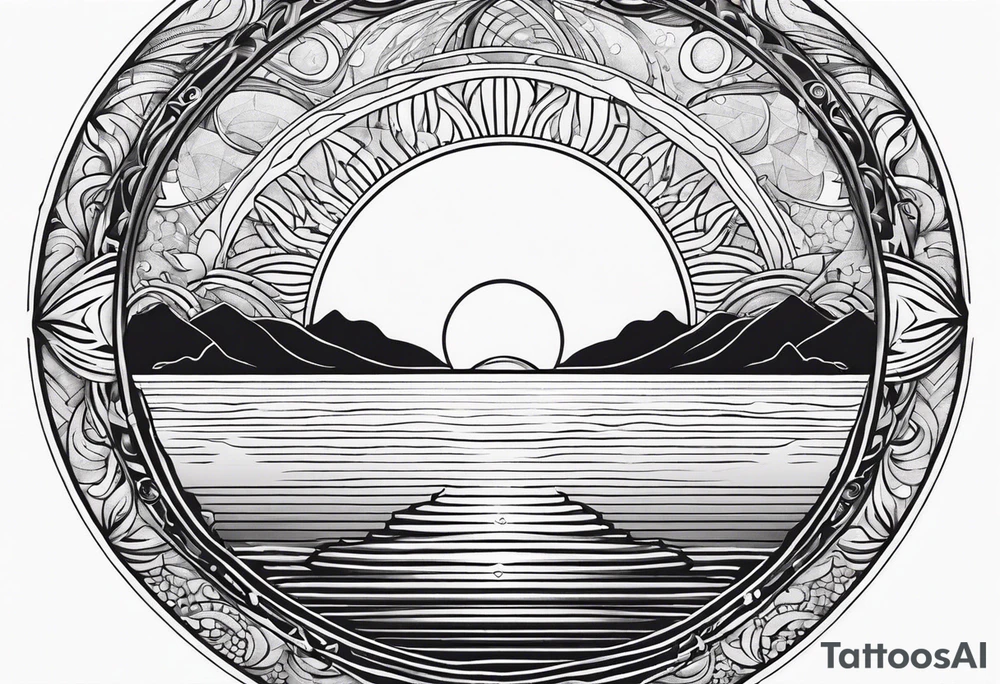 Sun with water at the bottom tattoo idea