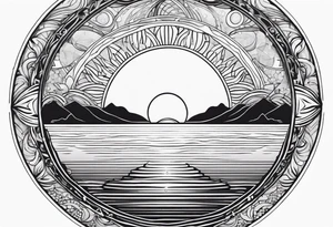 Sun with water at the bottom tattoo idea